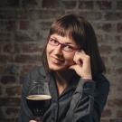 UC Davis Tapping Potential Scholarship winner Lana Svitankova poses with beer
