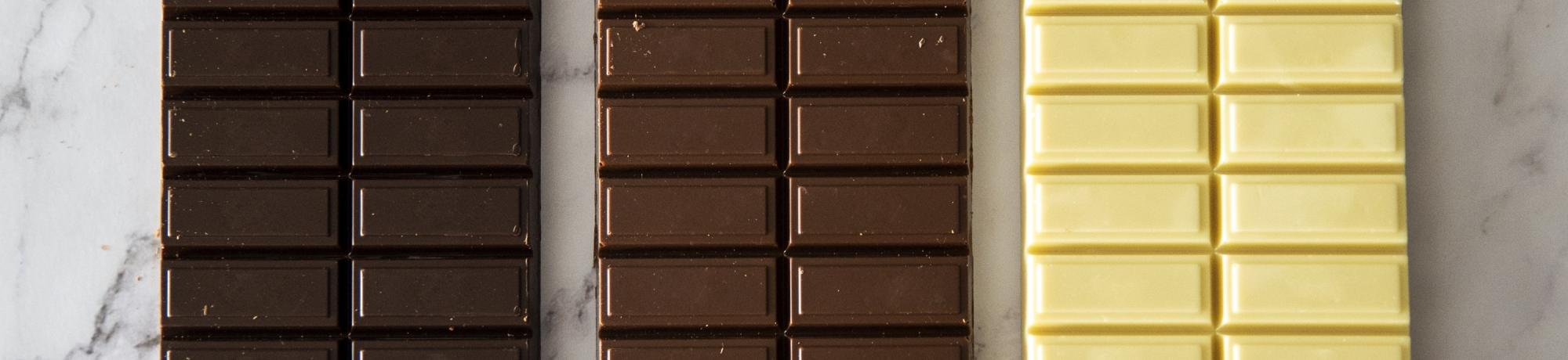 row of different chocolate bars